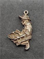 Gold Miner Yukon Silver Charm Pendant Vintage