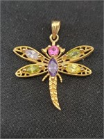Butterfly with Rhinestones Silver Charm Pendant