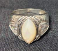 Sterling Silver Ring Trans lucid Stone Size 8