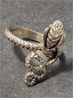 Cobra Snake Sterling Silver Ring Size 9