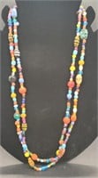 (LK) Multicolor Galss Bead Necklace (24" long)