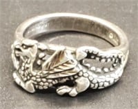 (LK) Sterling Silver Dragon Ring (size 6.5) (4.3