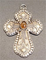 (LK) Sterling Silver Cross Pendant  (2" long)