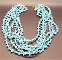 (LK) 7- Strand Turquoise Colored Bead Necklace