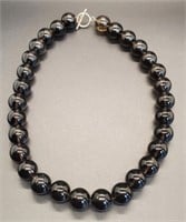 (LK) Smoky Quartz Bead Necklace with Sterling