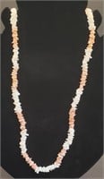 (LK) Coral and Shell Necklace (28" long)