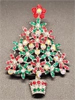 (KC) Rhinestone Christmas Pendant Brooch Pin