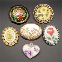 (KC) Hand Painted Brooches Pins (1.5" to 2" long)