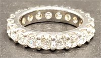 (KC) CZ Surround Silvertone Ring (Size 6)