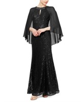 SIZE 12P SLNY WOMEN'S SEQUIN ATTACHED CAPE GOWN