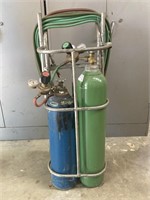 Oxygen Acetylene Tank on Rolling Cart with