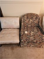 arm chair and cushioned chair