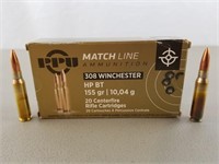 PPU Match Line 308 Win Ammo 20 Rounds