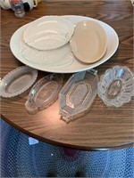 Platters, glass dishes, etc