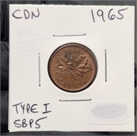 1965 Canada Cent Pointed 5 Variety