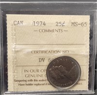 1974 Canada 25 Cents ICCS MS65
