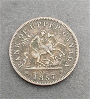 1857 Upper Canada Colonial Token Penny