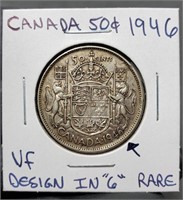 1946 Canada 50 Cents Design in 6 Variety Silver
