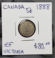 1888 Canada 5 Cents Victorian Silver