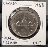 1968 $1 Canada Small Island Variety UNC