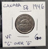 1946 Canada 5 Cents 6/6 Variety