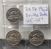 1962 Canada 5 Cents Date Doubling Varieties