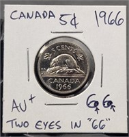 1966 5 Cents 2 Eyes Variety