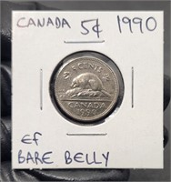 1990 5 Cents Bare Belly Beaver Variety
