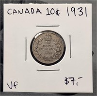 1931 Canada 10 Cents Silver