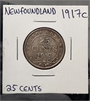 1917c Newfoundland 25 Cents Silver