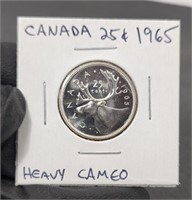 1965 Silver Canada Cameo 25 Cents UNC