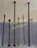 (7) Small Curtain Rods, (2) Big Curtain Rods