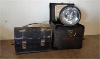 Vintage Spot Light with Carry Case & Lunch Box