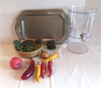 Ceramic Bowl w/Imitation Vegetables - Metal