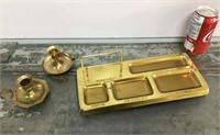 Brass stationary & candle holders