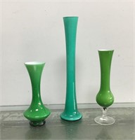 Glass bud vases (3)