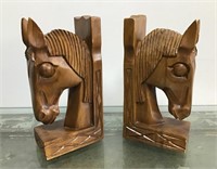 Wooden horse bookends