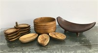 Wooden bowls & coaster set