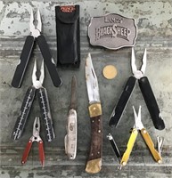 Knives, multi-tools, belt buckle