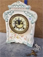 HAND PAINTED CHINA CLOCK-OPEN ESCAPEMENT & KEY