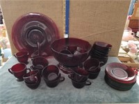RUBY RED GLASSWARE- PLATES, MUGS & BOWLS