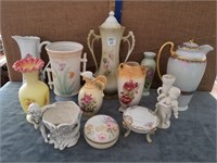 HAND PAINTED CHINA PITCHERS & VASES