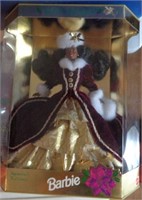 Happy Holiday Barbie (1996) Burgandy & Gold Dress
