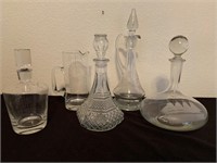4 Crystal Decanters W/ Pitcher