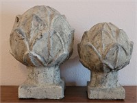 (2) Concrete Artichoke Statues - Outdoor Decor