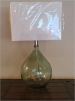 Smoky Blue/Gray Glass Lamp w/ Shade