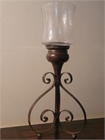Metal Floor Standing Candle Holder w/ Glass Shade