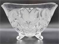 3-Footed Etched & Frosted Crystal Bowl, 9in D