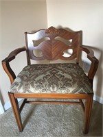 Vintage Wood & Upholstered Chair 30x24x17