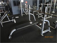 Steel framed bench press with vinyl padding